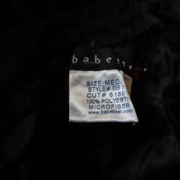 Babette Black Pants M Crinkle Polyester Elastic Waist - Picture 3 of 4